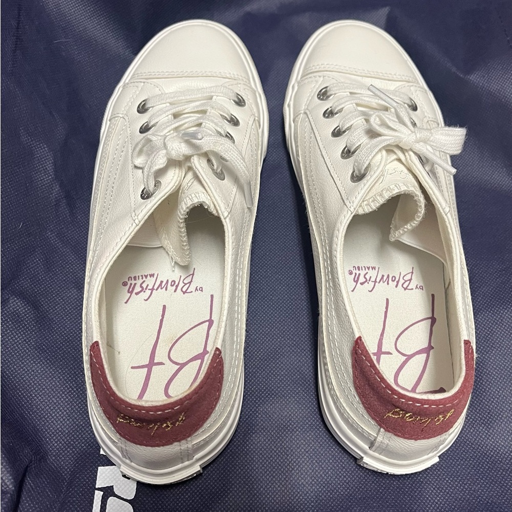 Women's White Leather Blowfish Sneakers - Picture 2 of 5